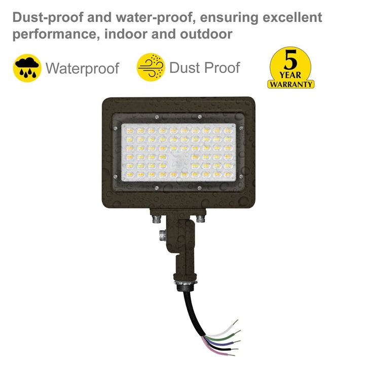 50W Bronze Flood Light LED Outdoor Security Lights - Waterproof - 3CCT 3000K-5000K - 7050LM - Knuckle Mount