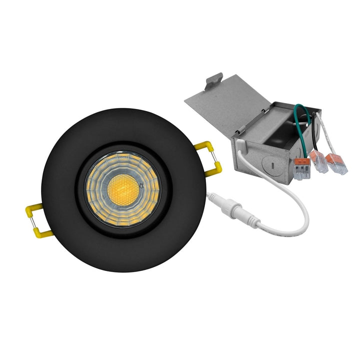 3" Inch Black Recessed LED Gimbal Canless Downlight - 5 Kelvin Temperatures (5CCT) - 8 Watts - 600 Lumens - Dimmable | Canless Gimbal | Nuwatt Lighting