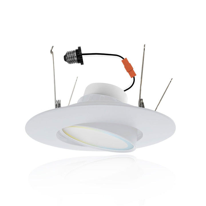 6" Inch Adjustable Can Lights Sloped Ceiling Recessed Lighting - Damp Rated - 5CCT 2700K-5000K - 1200LM