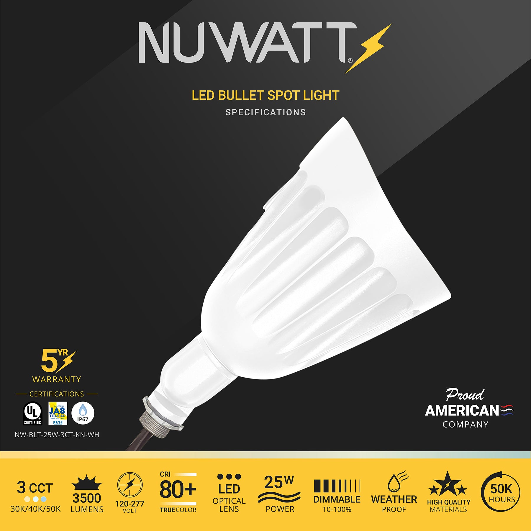 NUWATT White LED Bullet Spotlight Flood Light | NuWatt