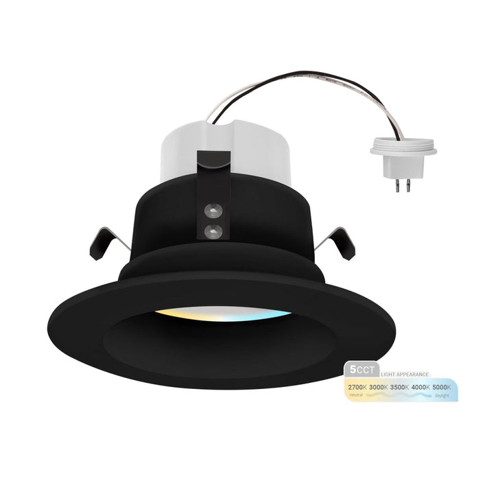 NUWATT 4 Inch Black MR16 Retrofit LED Recessed Light - 12V Downlight - 5CCT Selectable 2700K/3000K/3500K/4000K/5000K - 10W - 660 Lumens - Dimmable Low Voltage LED Downlight - GU5.3 - 75W Halogen Replacement