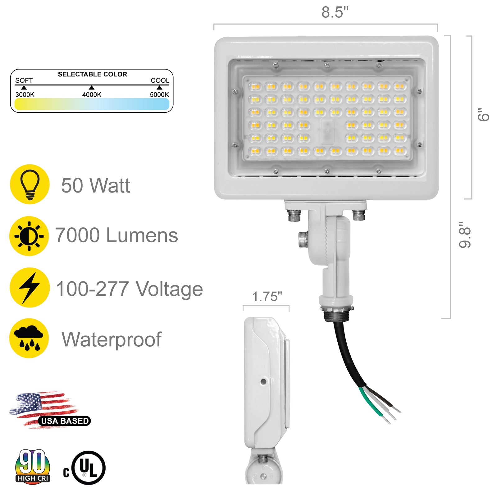 LED White Flood Light Outdoor | 50W | NuWatt Lighting